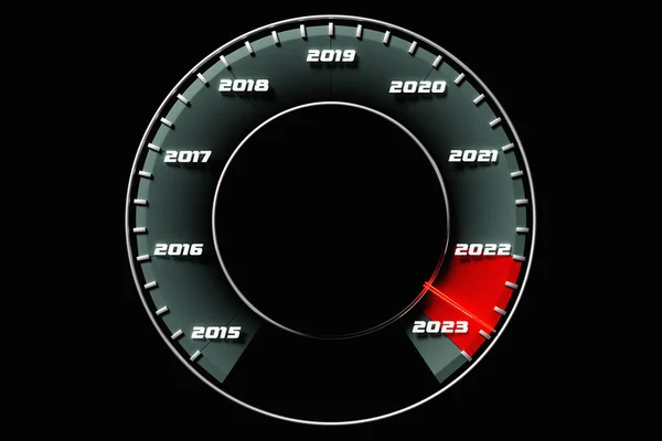 Illustration Close Black Speedometer Cutoffs 2022 2023 Concept New Year — Stock Photo, Image