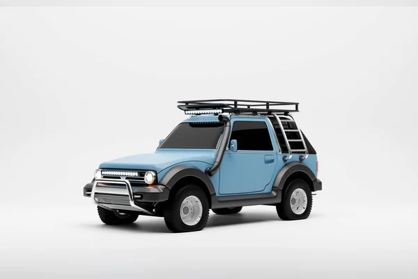 Powerful Blue Road Car 4X4 Safari Expedition Roader Side View — Stok fotoğraf