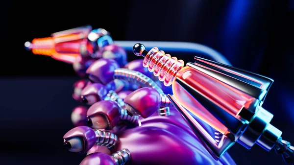 Close Space Weapon Similar Stinger Neon Light Cartoon Toy Blaster — Stok fotoğraf