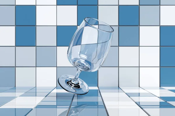 Illustration Glass Goblet Cognac Whiskey Blue Background Realistic Illustration Glass —  Fotos de Stock
