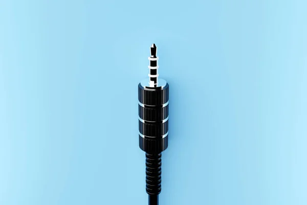 Audio Mini Jack Plug Isolated Blue Background Illustration — Stok fotoğraf