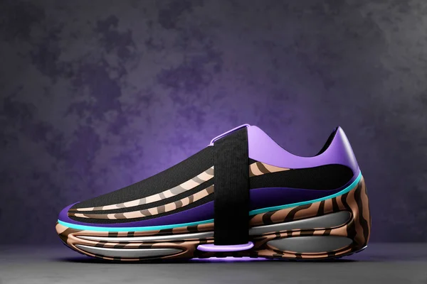 Illustration Sneakers Bright Gradient Holographic Print Stylish Concept Stylish Trendy — Stockfoto