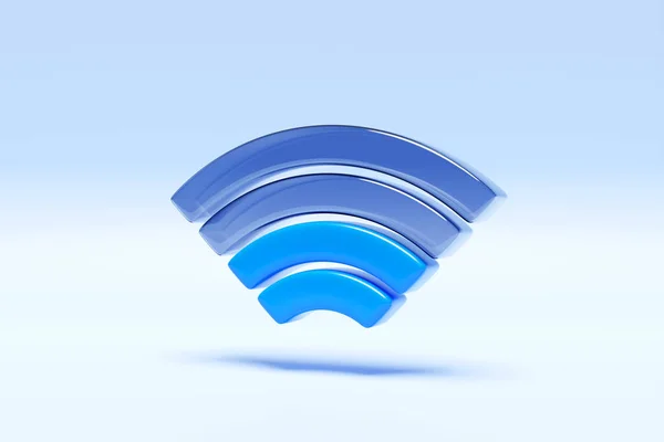 Wireless Network Symbol Blue Wifi Icon Blue Background Illustration — Stok fotoğraf