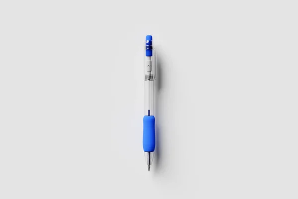 Simple Automatic Pen Blue Ink Cartoon Style White Isolated Background — Fotografia de Stock