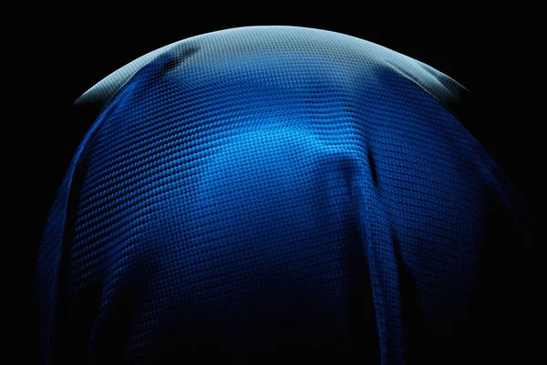 Illustration Ball Blue Piece Fabric Black Background Geometry Pattern — Stock Photo, Image