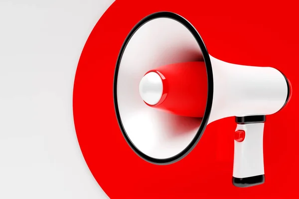 Red Cartoon Glass Loudspeaker Monochrome Background Illustration Megaphone Advertising Symbol — Stock Photo, Image