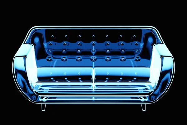 Blue Transparent Sofa Black Background Illustration — Stockfoto