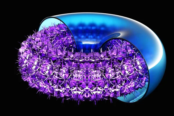 Illustration Purple Glowing Luminous Torus Shape Black Isolated Background — Stock Photo, Image