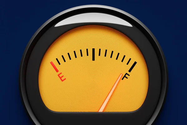 3D illustration close-up of a petrol level icon in a car indicating no petrol