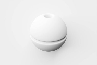 3D rendering. White inflatable ball. Close-up of geometric figure ball  flying