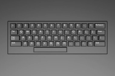 Computer keyboard on black background. 3D rendering of streaming gear and gamer workspace concept