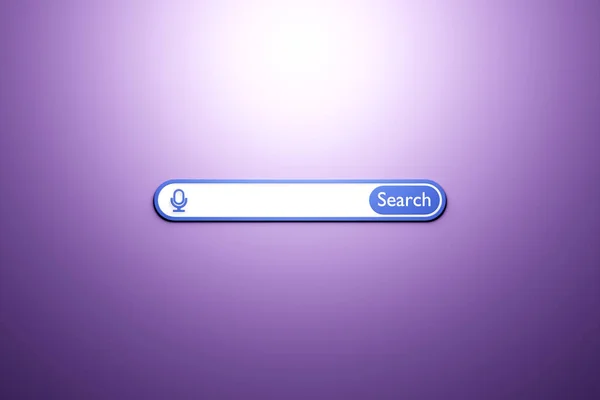 3D illustration of a  purple   search frame, a box, an internet panel with a magnifying glass icon. The concept of a modern audio search on the Internet
