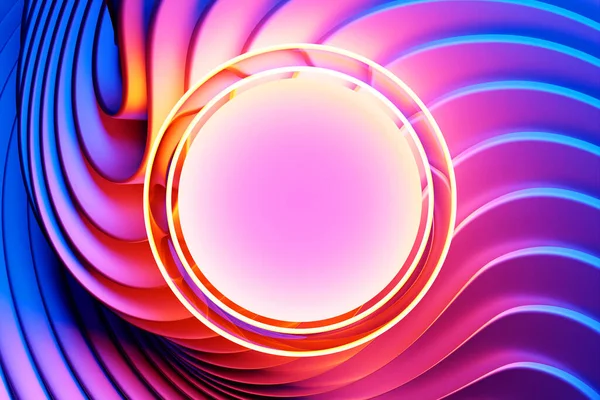 Rendering Abstract Yellow Pink Fractal Portal Colorful Spiral — Stock Photo, Image