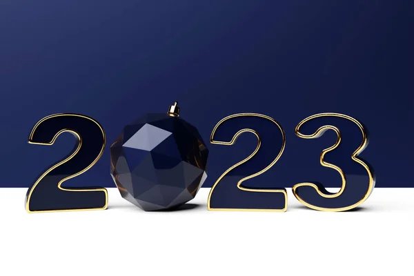 Illustration Happy New Year 2023 Background Template Holiday Volumetric Illustration —  Fotos de Stock