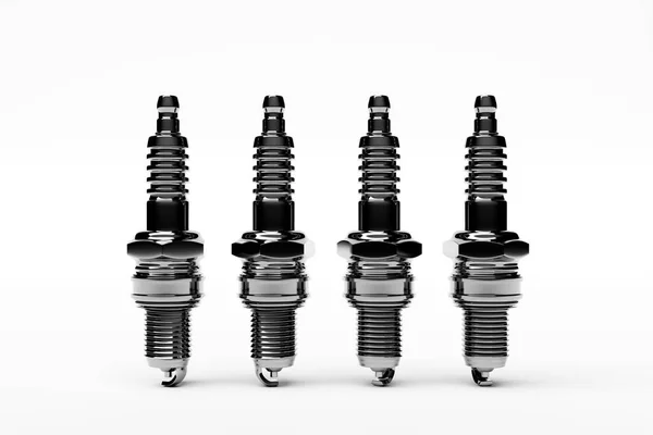 Silver Spark Plugs White Background Illustration Car Repair Parts — стоковое фото