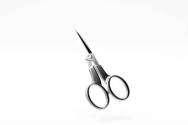 Illustration Close Silver Metal Open Scissors White Isolated Background Classic — Photo