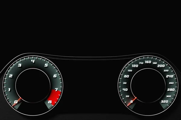 Illustration Dashboard Car Illuminated Bright Illumination Circle Speedometer Tachometer — Stock Photo, Image