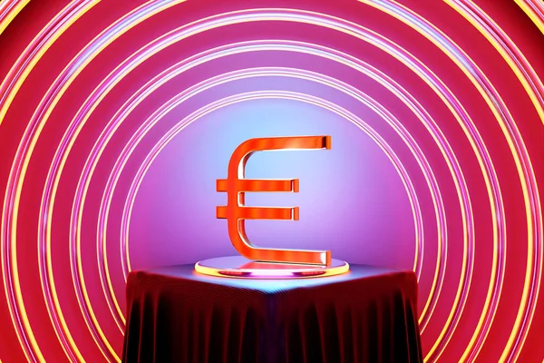 Illustration Euro Money Icon Circle Podium Currency Exchange Symbol Rising — Stockfoto