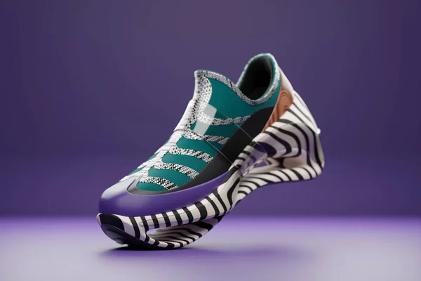Illustration Sneakers Bright Gradient Holographic Print Stylish Concept Stylish Trendy —  Fotos de Stock