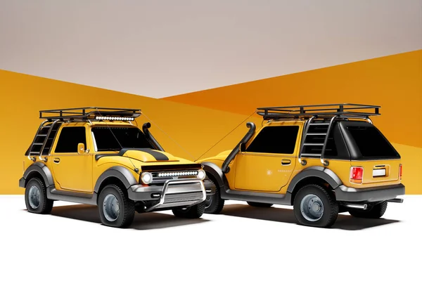 Powerful Yellow Road Car 4X4 Safari Expedition Roader Front View — Foto de Stock