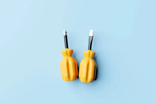 Illustration Yellow Screwdrivers Cartoon Style Monochrome Isolated Background Hand Carpentry — Zdjęcie stockowe