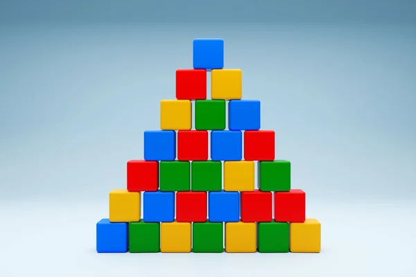 Pyramid Built Children Cubes Toy Castle Children Play Illustration — Zdjęcie stockowe