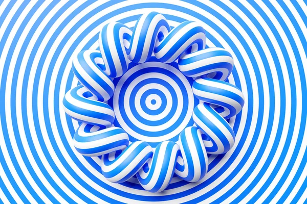 Illustaration White Blue Torus Fantastic Cell Simple Geometric Shapes — Stock Photo, Image
