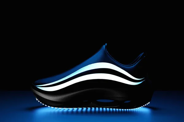 Illustration Black White Sneakers Foam Soles Closure Neon Color Black — Stok fotoğraf