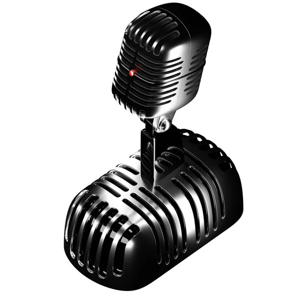 Silver Microphone Model White Isolated Background Illustration Music Award Karaoke —  Fotos de Stock
