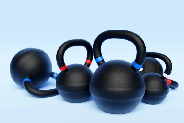 Training Weights White Isolated Background Dumbbells Kettlebell — стоковое фото