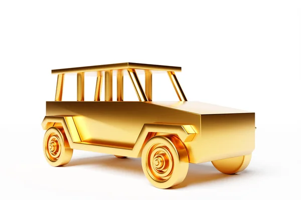 Illustration Child Toy Golden Car White Isolated Background — Foto de Stock