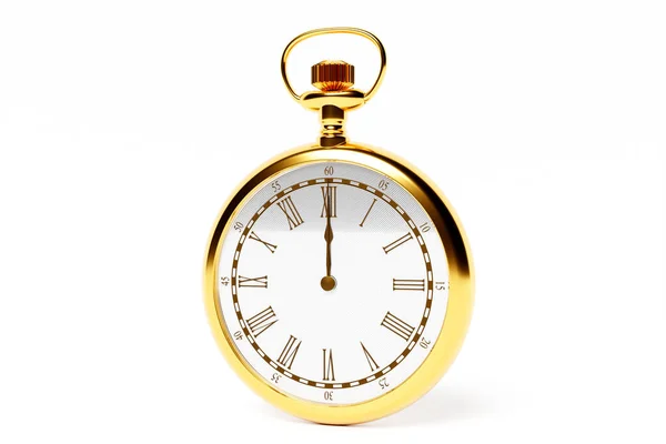 Illustration Antique Golden Clock White Isolated Background Stopwatch Icon Logo — Stock Photo, Image
