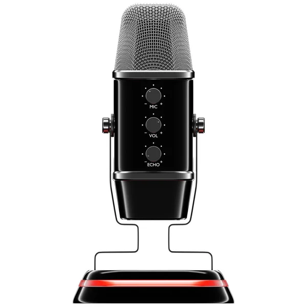 Black Microphone Model White Background Realistic Illustration Music Award Karaoke —  Fotos de Stock