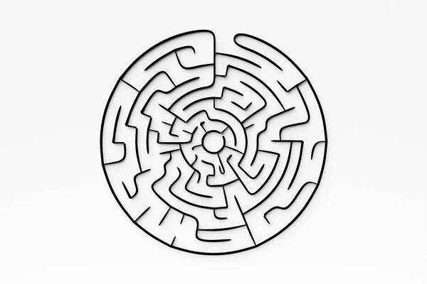 Illustration Black Circular Corridor Puzzle Labyrinth Volumetric Walls Dungeon Escape — Stock fotografie