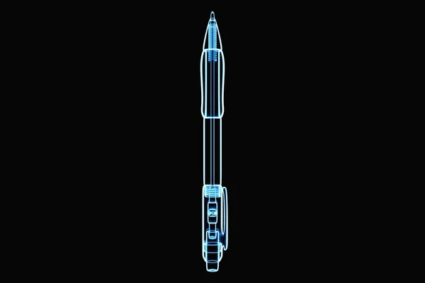 Close Transparent Blue Neon Pens Black Background Illustration Stationery — Stok fotoğraf