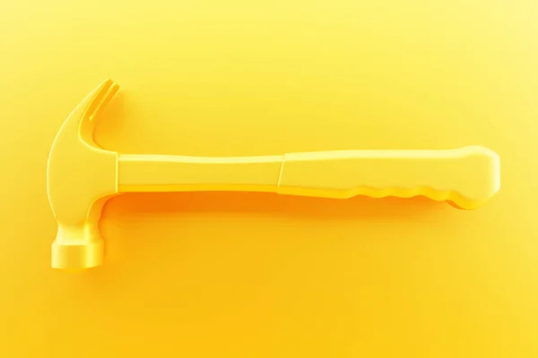 Illustration Yellow Hammer Hand Tool Isolated Monocrome Background Render Illustration — Stok fotoğraf