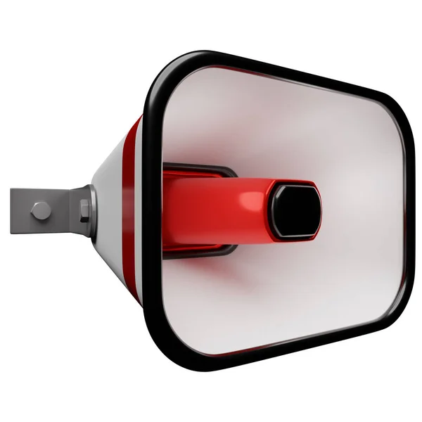 Red White Cartoon Glass Loudspeaker White Monochrome Background Illustration Megaphone — Stock Photo, Image