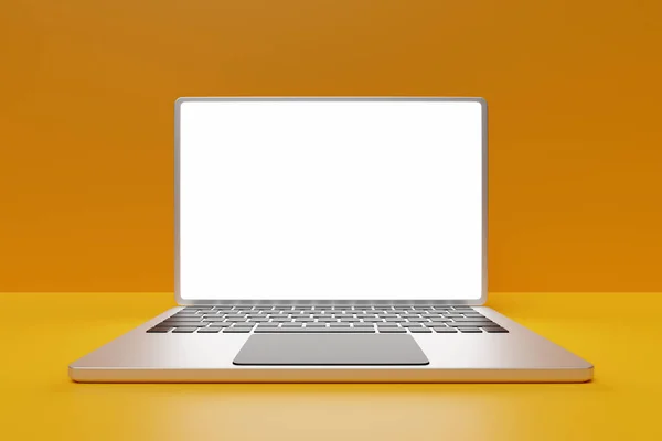 Illustration Close Realistic Laptop Search Window Yellow Background — Zdjęcie stockowe