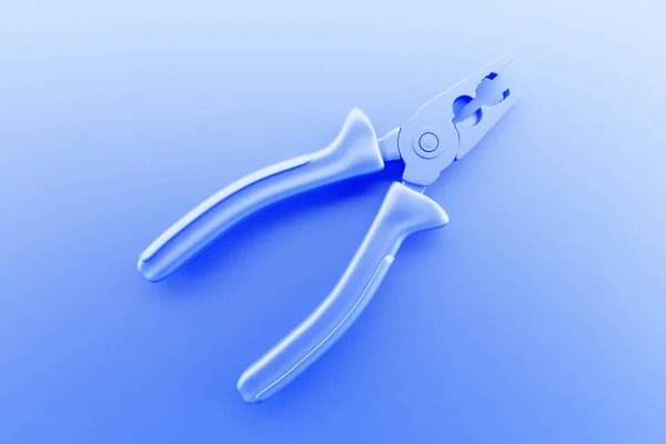 Illustration Blue Pliers Hand Tool Isolated Monocrome Background Render Illustration — Stock Photo, Image