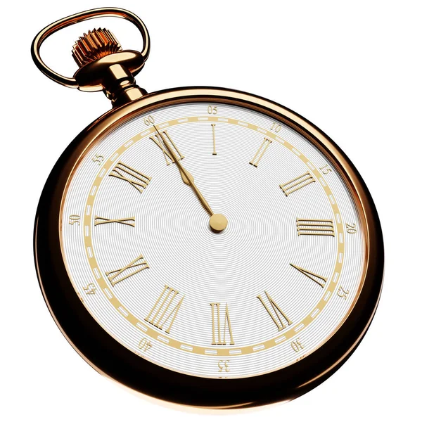 Illustration Antique Golden Clock White Isolated Background Stopwatch Icon Logo — Stok Foto