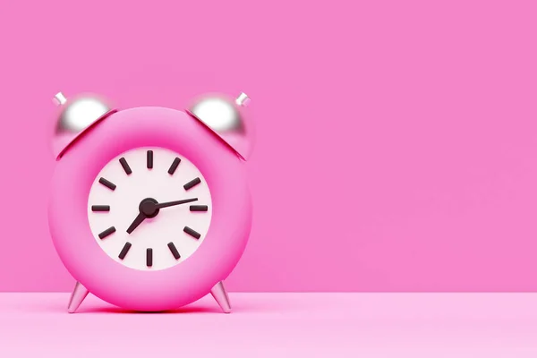 Illustration Pink Cartoon Wake Alarm Clock Isolated Monochrome Background — Foto de Stock