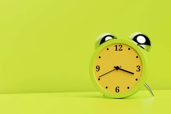 Illustration Green Yellow Cartoon Wake Alarm Clock Isolated Monochrome Background — Foto de Stock