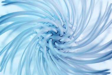 3D rendering abstract  blue   fractal with spikes.  