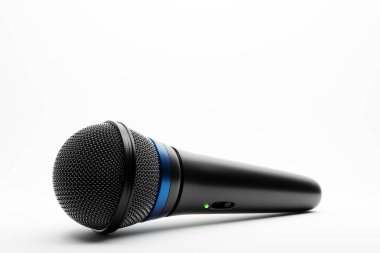 microphone, round shape model, realistic  3d illustration. music award, karaoke, radio and recording studio sound equipment