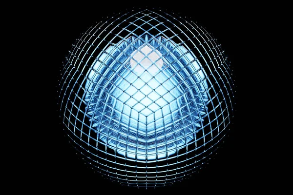 Ilustración Una Bola Vidrio Azul Transparente Con Muchas Caras Cristales —  Fotos de Stock
