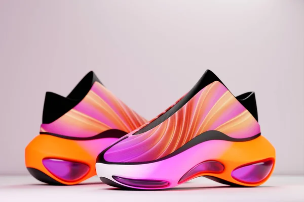 Illustration Sneakers Bright Gradient Holographic Print Stylish Concept Stylish Trendy — Zdjęcie stockowe