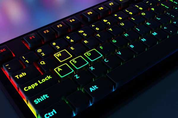 3d illustration,   colorful gaming keyboard with LED backlit. Realistic computer keyboard.