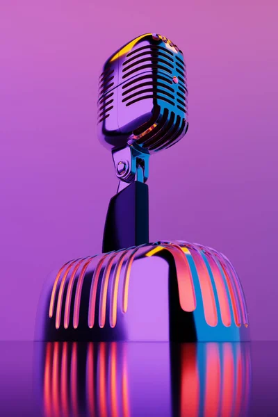 Ilustración Micrófono Retro Sobre Fondo Rosa Premio Música Karaoke Radio —  Fotos de Stock