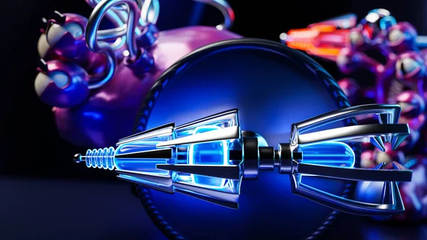 Close Space Weapon Similar Stinger Neon Light Cartoon Toy Blaster — Stockfoto