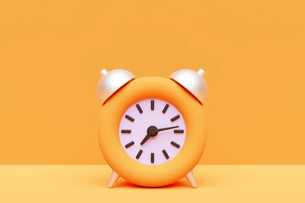 Illustration Yellow Cartoon Wake Alarm Clock Isolated Monochrome Background — Stok fotoğraf
